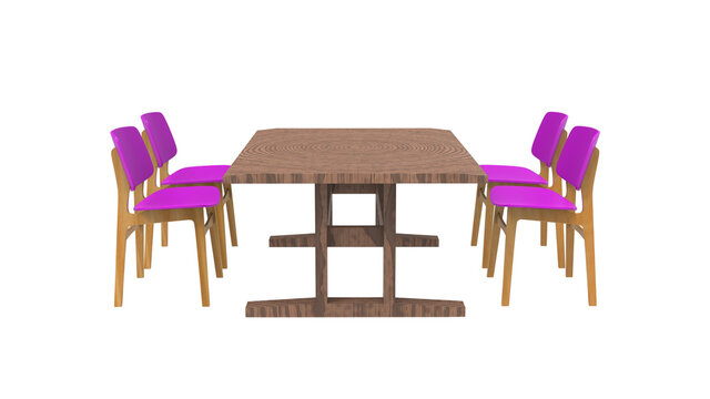 four pink cafe chair without shadow 3d render