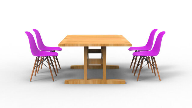 four pink nordic chair with shadow 3d render