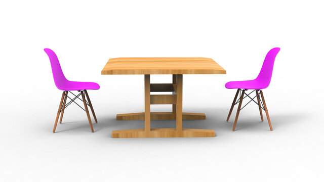 two pink nordic chair with shadow 3d render