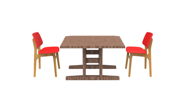 two red cafe chair without shadow 3d render