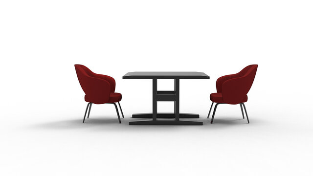 two red swivel chair with shadow 3d render