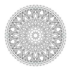 Fototapeta premium Circular pattern in form of mandala for Henna, tattoo, decoration. Decorative ornament in ethnic oriental style. Coloring book page.