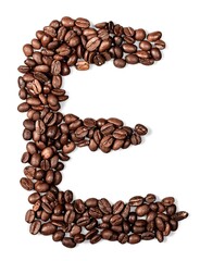 Alphabet letter of Brazilian black coffee beans