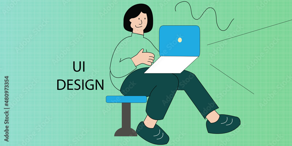 Wall mural 2d illustration web programmer man