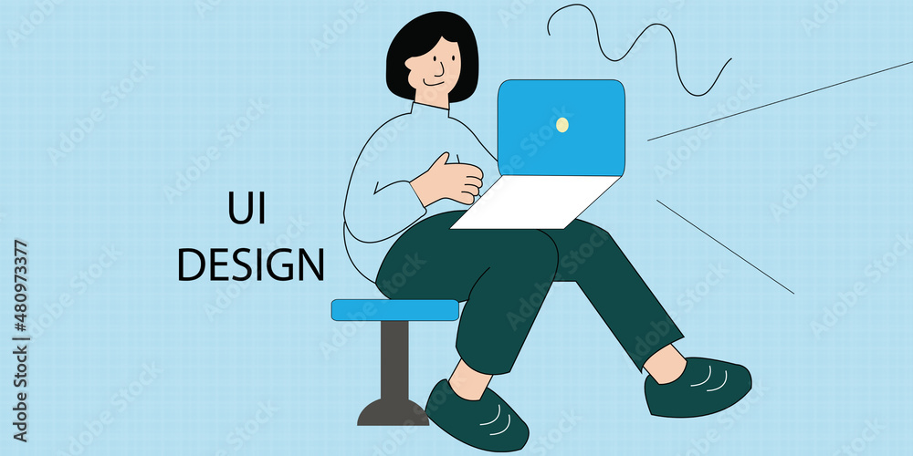 Wall mural 2d illustration web programmer man