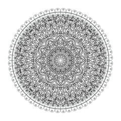 Circular pattern in form of mandala for Henna, tattoo, decoration. Decorative ornament in ethnic oriental style. Coloring book page.