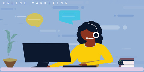 
2d illustration online telemarketing concept
