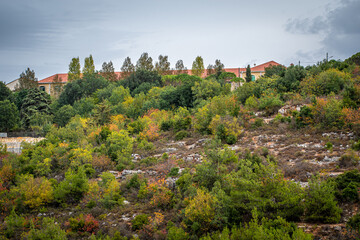 Deir El Qamar village beautiful green landscape and old architecture in mount Lebanon Middle east