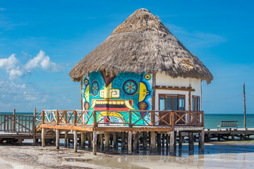 Isla Holbox house on the pier, information office at the Mexican Island