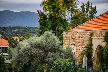 Naklejka premium Deir El Qamar village beautiful green landscape and old architecture in mount Lebanon Middle east