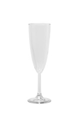 Empty, transparent wine glass on a white background, close-up