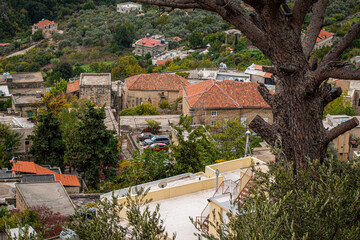 Deir El Qamar village beautiful green landscape and old architecture in mount Lebanon Middle east