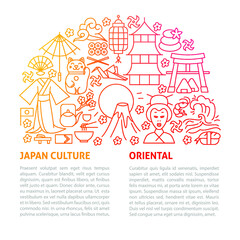 Japan Culture Line Template. Vector Illustration of Outline Design.