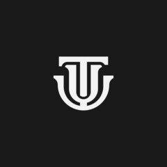 Initial UT TU U T Monogram Logo Template Vector Illustration Isolated in Black White Background