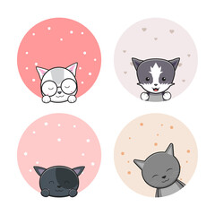 Cute cat doodle banner background wallpaper icon cartoon illustration