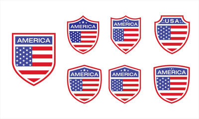 Shield Shaped American Flag icon symbol design vector illustration