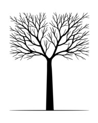 Black Tree. Vector outline Illustration.