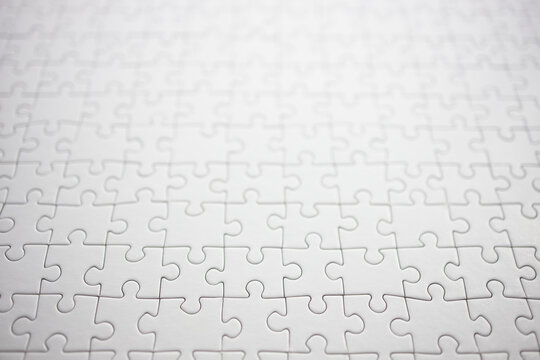 close-up empty white puzzle background with copy space