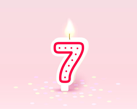 Happy Birthday years anniversary of the person birthday, Candle in the form of numbers seven of the year. Vector