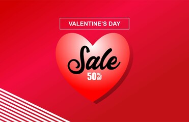 Valentines day big sale minimal concept background vector design template