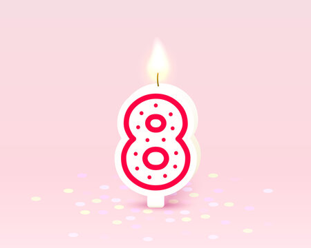 Happy Birthday years anniversary of the person birthday, Candle in the form of numbers eight of the year. Vector