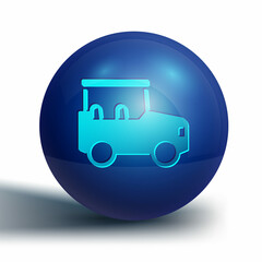 Blue Safari car icon isolated on white background. Blue circle button. Vector