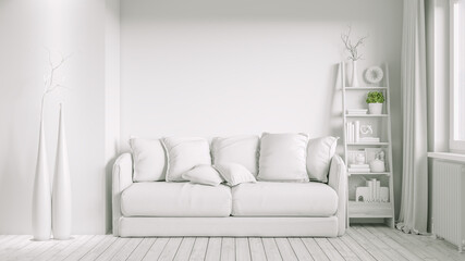 Fototapeta premium Beautiful interior of a modern room. Bright and clean design. 3D rendering