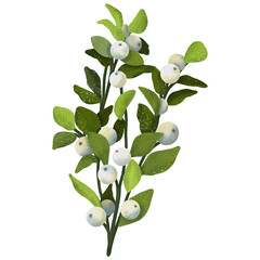 Watercolor christmas white mistletoe. Hand drawn watercolor illustration.