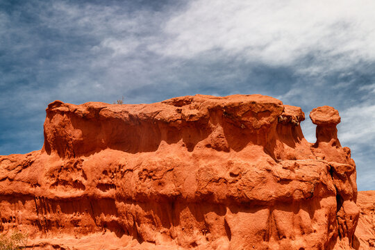 Red sandstone crag in Quebrada de las Conchas, Salta, Argentina