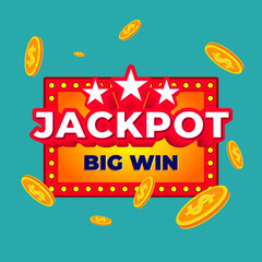 Jackpot Big Win Casino Web Banner Template Design Vector