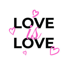Love is love text typography cute web banner design vector