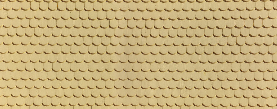 Wandverkleidung ausHolzschindeln  Banner Nahaufnahme