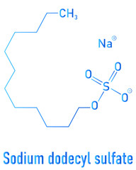 Fototapeta na wymiar Sodium dodecyl sulfate or SDS, sodium lauryl sulfate, surfactant molecule. Commonly used in cleaning products. Skeletal formula.