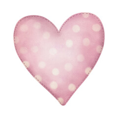 Cute pink heart. Hand painted watercolor illustration isolated on white background.