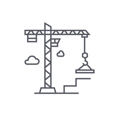 Construction crane - modern black line design style icon