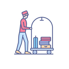 Hotel bellboy - modern colored line design style icon