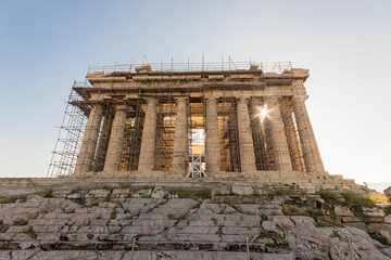 Fototapeta premium Athens, Greece. The Parthenon, a former temple on the Athenian Acropolis dedicated to the goddess Athena