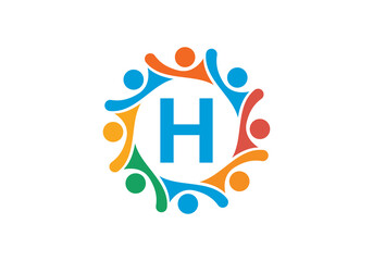 H rounded logo letter design vector image