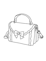 A small women's handbag in a classic style. A bag with a bow. A casual accessory. Illustration