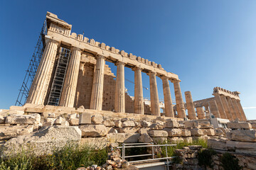 Obraz premium Athens, Greece. The Parthenon, a former temple on the Athenian Acropolis dedicated to the goddess Athena