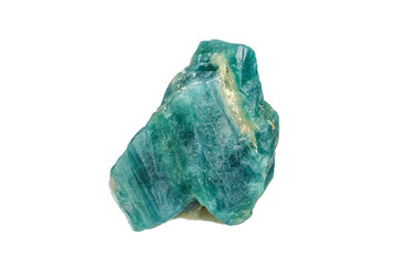 Natural rough Grandidierite gemstone on white background (selective focus). A member of rarest gemstone in the world.