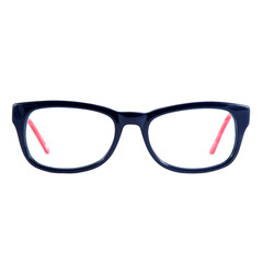 Fototapeta premium frames of glasses in blue on a white background. Eyeglasses in blue frames.