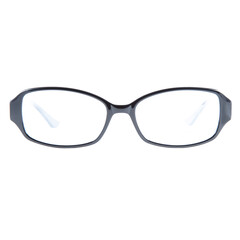 frames of glasses in blue on a white background. Eyeglasses in blue frames.