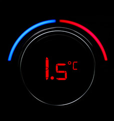 Symbol for limiting global warming. Limiting global warming to "1.5°C". Symbol concept with copy space