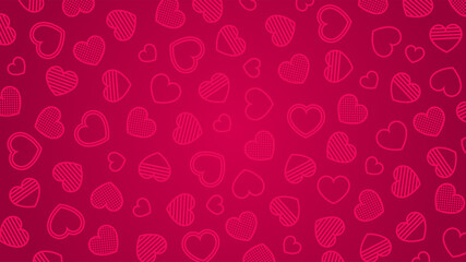 Valentine's day texture. Vector hearts on red background