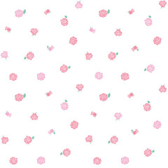 バラの花のエンドレスパターン（EPS時透明背景ピンク）