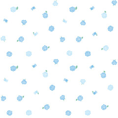 バラの花のエンドレスパターン（EPS時透明背景ブルー）