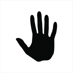 Black icon of hand palm silhouette. vector logo isolated on white background
