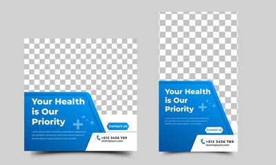 Editable Feed and story social media template for health care.