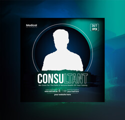 Medical Healthcare Social Media Post, Medical Web Banner Design, Instagram Post Template Design